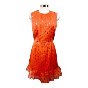 Anthropologie Hutch Orange & Gold Dress Size 8
